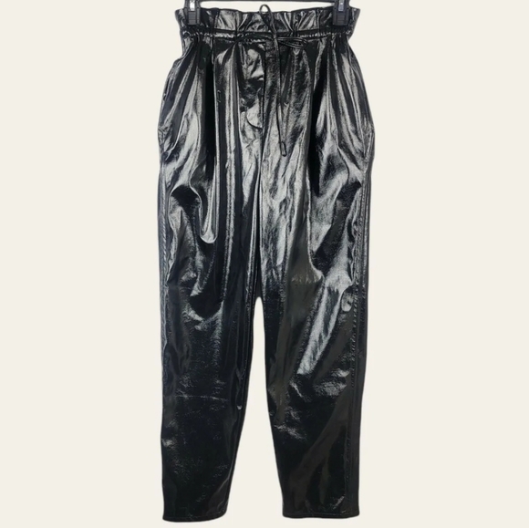 🌞 Aritzia Wilfred Jive Pant Faux Vegan Leather Pants High-rise Gathered Waist S - Picture 6 of 10